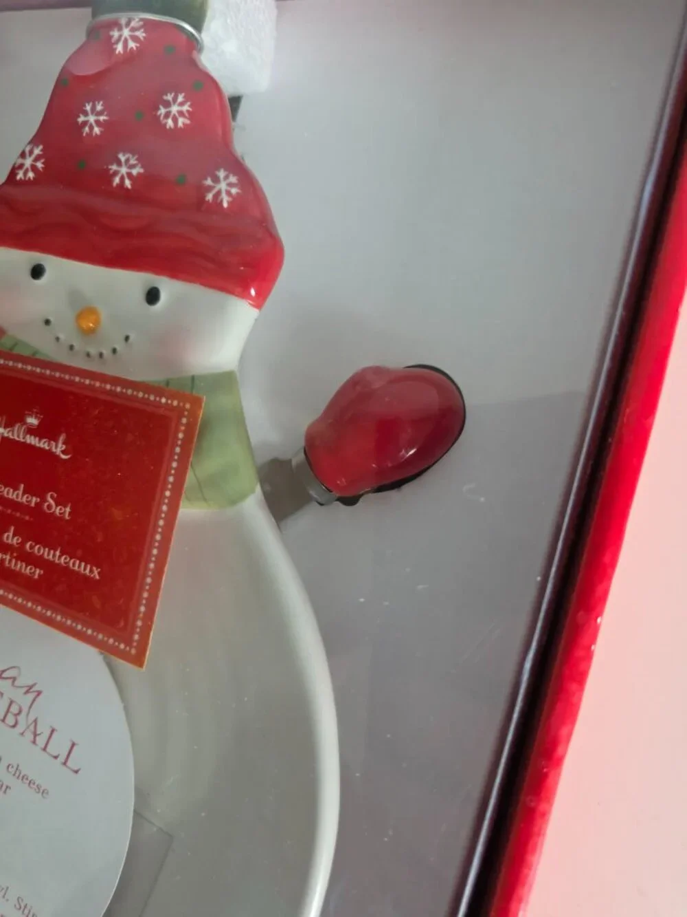 Hallmark Christmas Snowman Cheeseball Plate & Spreader Set